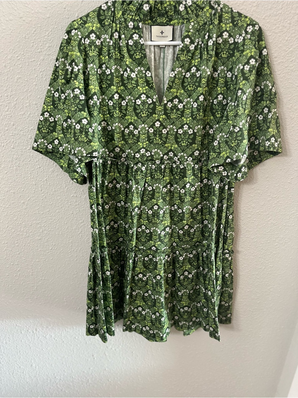 Tuckernuck Green Floral V-Neck Midi Dress